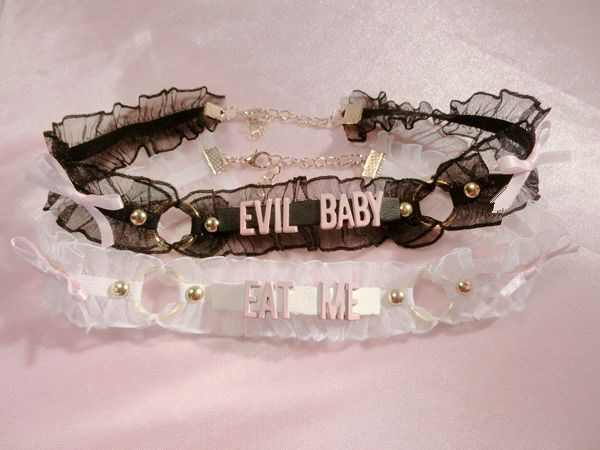 nymphetfashion:  Yes Daddy, Evil Baby &amp; Eat Me Chokers Use the code “nymphet”