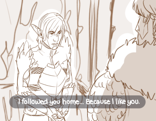 creepyscritches: Hawke: -eats right out of the garbage-Fenris: oh my god………&hel