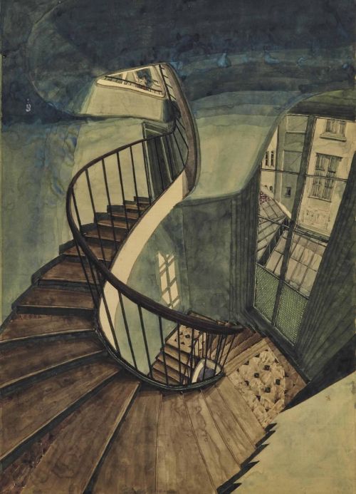 Trappenhuizen in de schilderijen van de Franse schilder Sam Szafran (1934-2019).