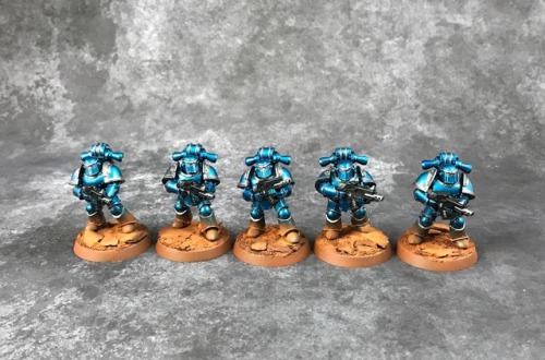 Beginning of an Alpha Legion Tactical Squad in Mk3 armor.