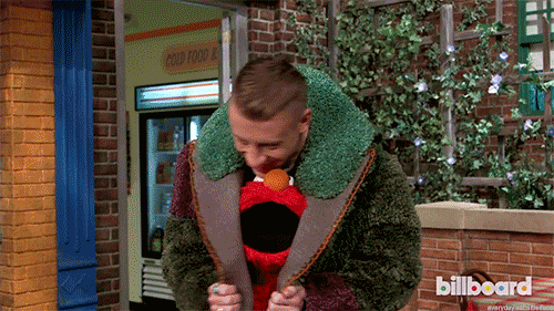 gaypee:  shinjigraham:  kaldriss:  macklemore absorbing elmo into himself to steal his power  is that a jacket made of bathroom rugs  but shit it was 99 cents 