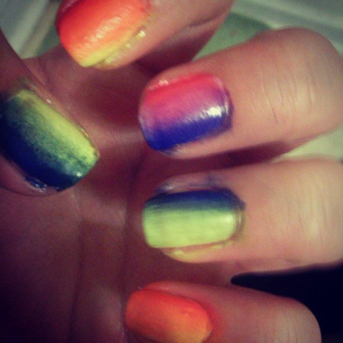 Ehhh&hellip;.by far not my favorite. #nail #nails #nailart #art #rainbow #ombre #cutepolish
