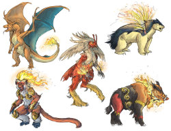 alternativepokemonart:  Artist Realistic Fire starters and their evolutions by request. [3/3]