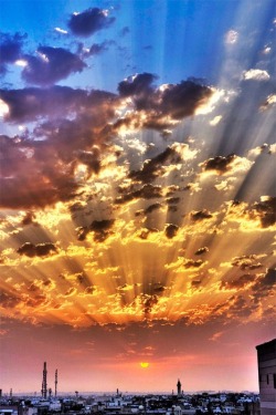 Day’s end (crepuscular rays, or “fingers