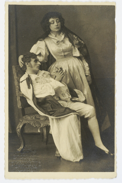 slavicafire:Polish actors Antonina Klońska and Tadeusz Białkowski in theatrical roles, 1920-1921.