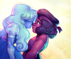 gunkiss:  💙Nose kiss❤️ Finished coloring this real quick that I did last year of these two cuties. Happy Valentine’s day if you have someone, or if you don’t and you are learning to love yourself, or if you have a really close friend human