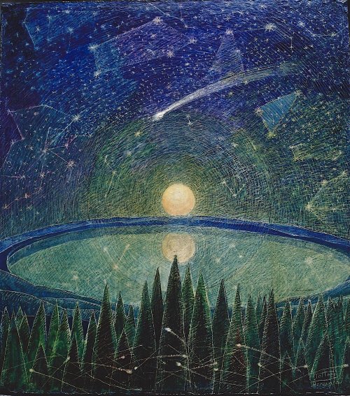 pinkstarlightcomputer:Gerardo Dottori Alba lunare, oil on faesite, 1930