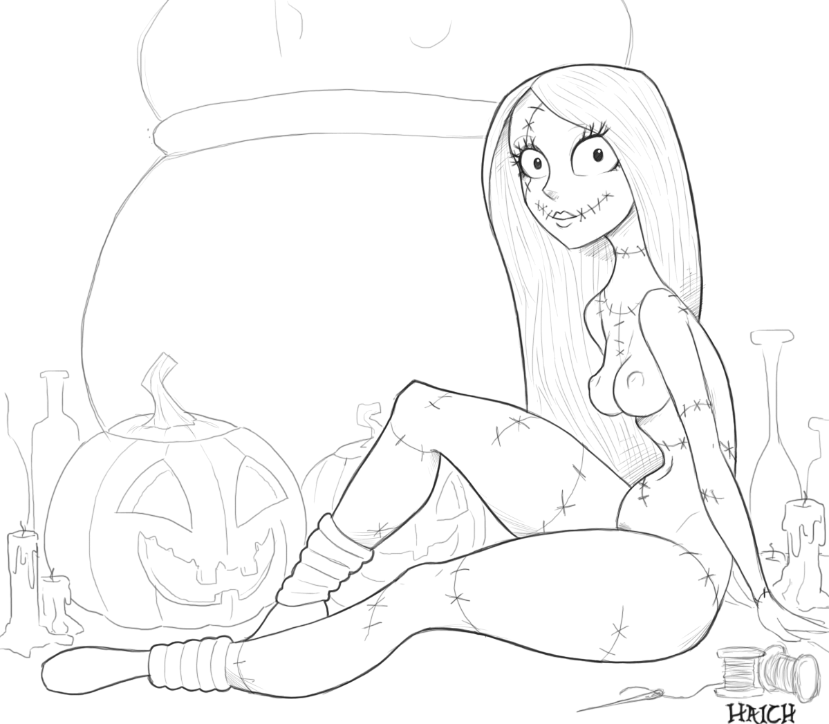 haichdraws:  My Halloween Pinup for this year,I picked Sally from The Nightmare Before