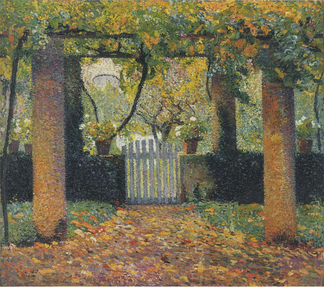Garden door in Bower, 1920, Henri MartinMedium: oil,canvas #henrimartin#impressionism#martin