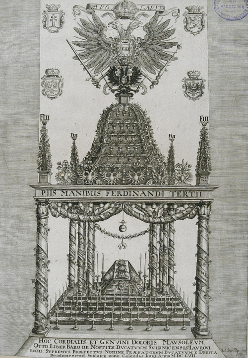 Castrum doloris for the Emperor Ferdinand III (1657).&gt; Engraver: Johann Baptista Paravicini.