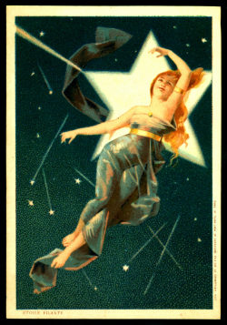 klappersacks:   	French Tradecard - Beauties of the Heavens, Shooting Star by cigcardpix    	Via Flickr: 	Biscuits Pernot “Beauties of the Heavens” c1900. Étoile Filante ~ Shooting Star   