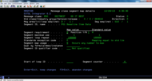 EXTOL EDI Integrator (EEI) segment counter screenshot