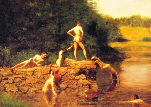 artist-eakins:The Swimming Hole, Thomas EakinsMedium: oil,canvaswww.wikiart.org/en/thomas-ea