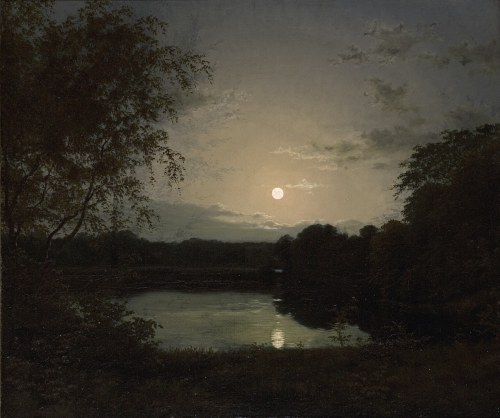 catonhottinroof:Peter Skovgaard (1817-1875)Forest lake in the moonlight, 1837