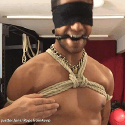 ropetrainkeep:This 11 minute 28 second video is now in my fan page. I’ve had some requests to see something more like this where you can see the rapport I have with my slaves when it’s less intense, and also a little more emphasis showing the gag