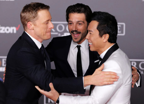 adamdriiverr:Alan Tudyk, Diego Luna and Donnie Yen at the ‘Rogue One: A Star Wars Story’ LA premiere on Dec 10th. 