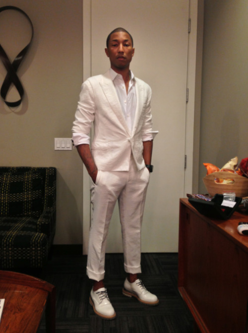 Pharrell Williams backstage at The Ellen DeGeneres Show.