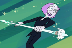 oathkeeper-of-tarth:  [muffled sounds of Sharp Dressed Gem playing in the distance]Pearl fighting the big Blue Diamond boss fight in her tux brings me great joy, so here, a few select shots.