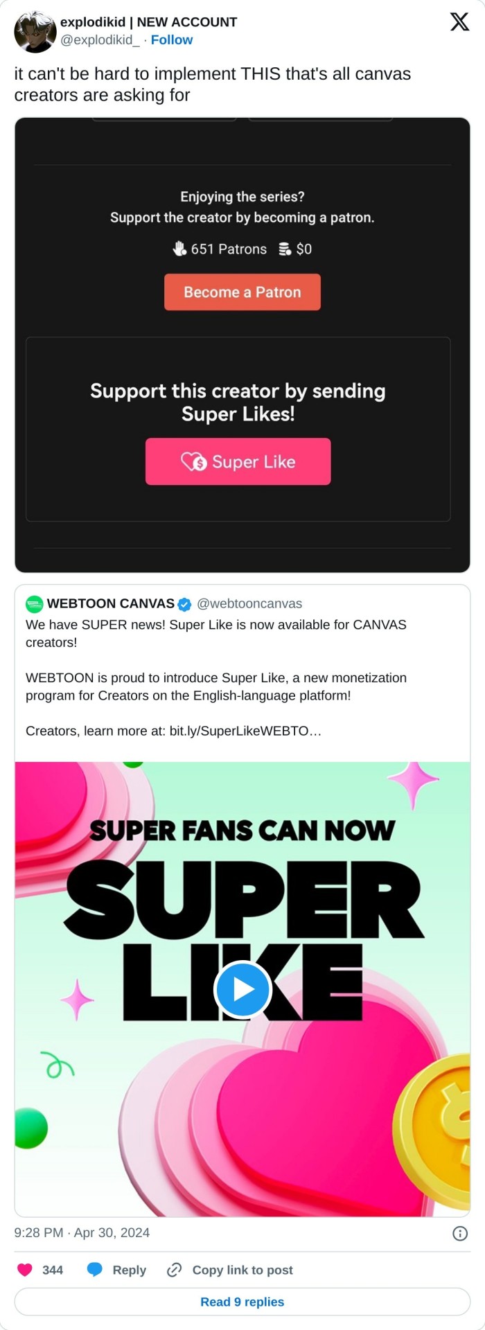 it can't be hard to implement THIS that's all canvas creators are asking for https://t.co/CUH72PjMqy pic.twitter.com/2uH7qv9gIN  — explodikid | NEW ACCOUNT (@explodikid_) April 30, 2024