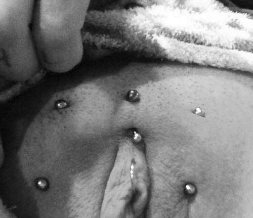 meth-diet: Deep vertical labia piercings. I have yet to see these on anyone.