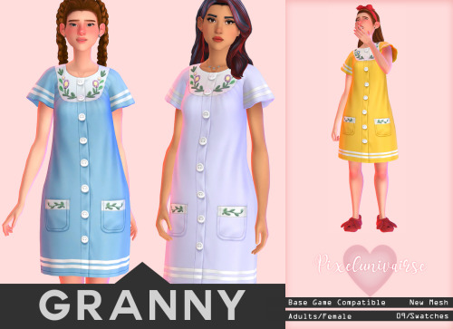 pixelunivairse:

A shorter version of the nightgown that came with cottage living, it was too long for me👵. Download: SFS / Dropbox.

Enjoy!!!Please let me know if you encounter any problems with my cc. #clothing#dresses