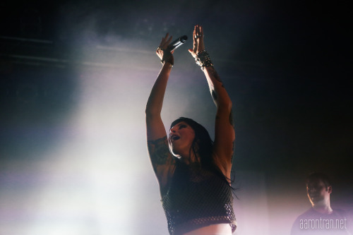 Alexis Krauss of Sleigh Bells performing at Lincoln Theatre in Raleigh. November 6, 2013.