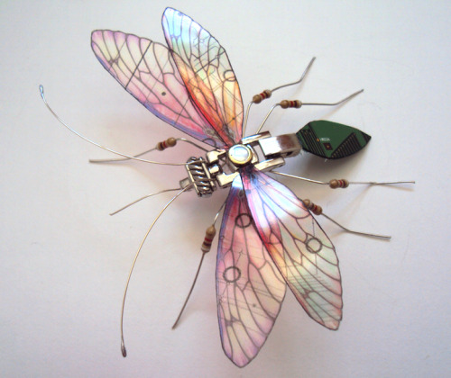 from89:  Artist Julie Alice Chappell creates beautiful miniature sculptures of insects using circuit boards found inside discarded electronics.