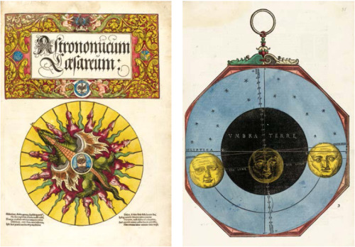 Petrus Apianus, Astronomicum Caesareum, 1540. Ingolstadt, Germany. Wood cut. Via Koller auctionsPete