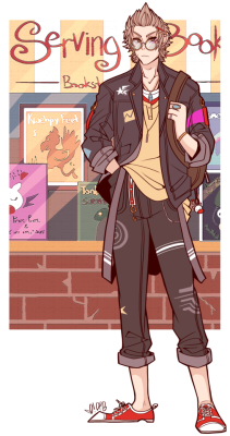 destiny-islanders:  Up next in my outfit practice doodles is Ignis! Serving looks at the Serving Books Bookstore &amp; Brewery.Full-size because Tumblr hates these dimensions  Prompto | NoctisHis outfit is based pretty loosely on Li Lium’s outfit here! I