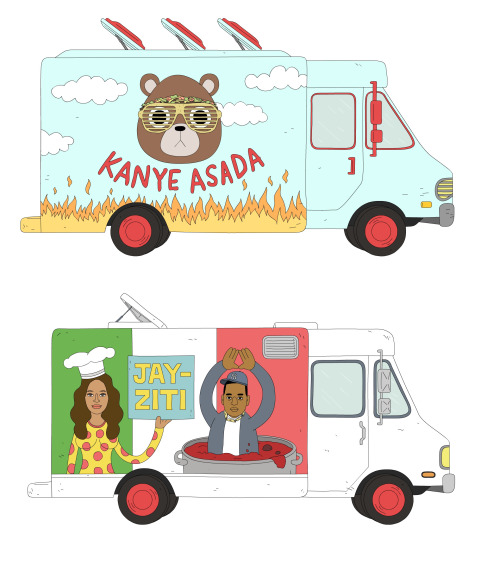 foreversean:Here are all the food truck logos I made for the new Lucas Bros. Moving Co. episode!