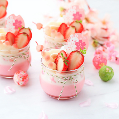 Sakura Strawberry Milk Pudding | by caramelmilk.mie