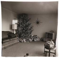 theegoist:Diane Arbus (American, 1923-1971) - Xmas Tree in a Living Room in Levittown LI, photograph, 36.80 x 38.10 cm (1963)