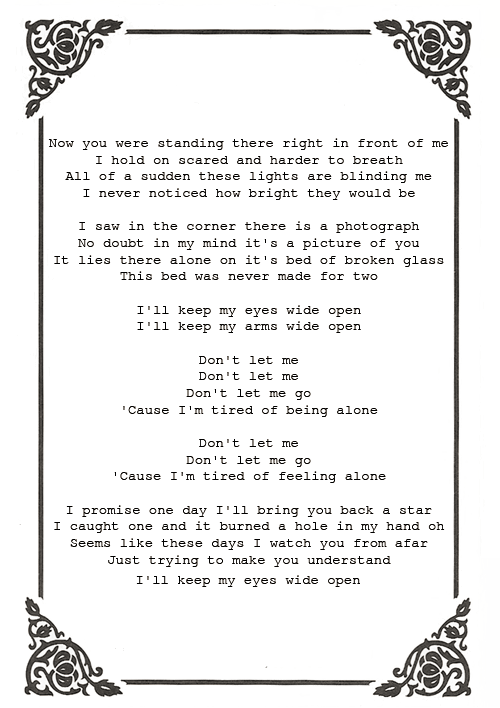 harryswinston-deactivated202110:  Don't let me go - lyrics. 