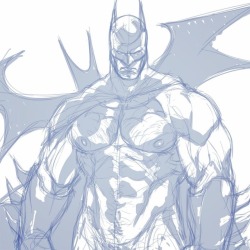 dozdudz:  Sorry I’ve been deadish. Trying to convince yourself you’re not horrible at art is very difficult when technology insists on being difficult! Enjoy a rough Batsy! 🖤 #dizdoodz #bara #batman #daddy #art #shirtless #gay
