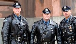 wp88:  These three Proud Aryan Officers requested to have their caps swapped to Nazi Leather Caps and to have Swastika Armbands to go with their uniforms. Their request is yet to be answered. Is this the beginning of The New World….? I hope so!!! 