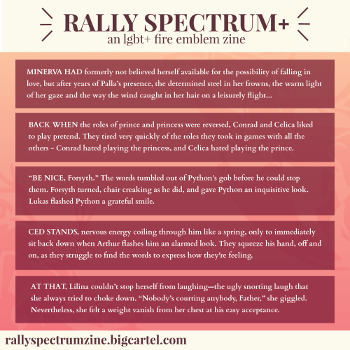 rallyspectrumzine: ✨️‍ Preorders for Rally Spectrum+, an LGBT+ Fire Emblem fanzine, are now open! ️‍