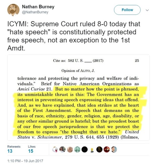 cyrodiil-burns: texas-conservative: The next time you hear, “Hate speech is not free speech”, tell 