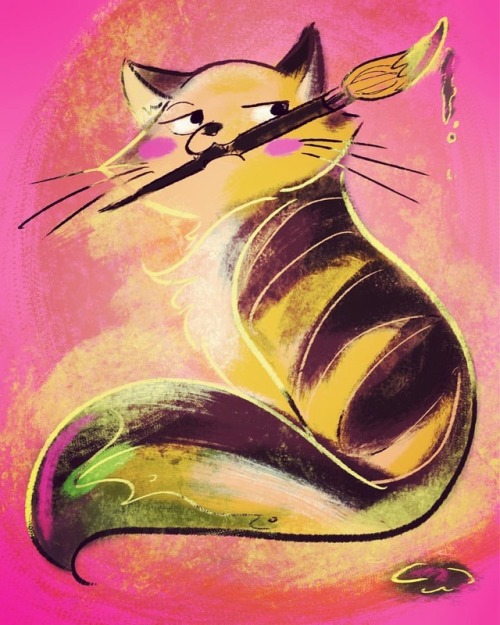 This little kitty is a real Picasso! Time to get back to work and get inspired. #digitalpainting #di