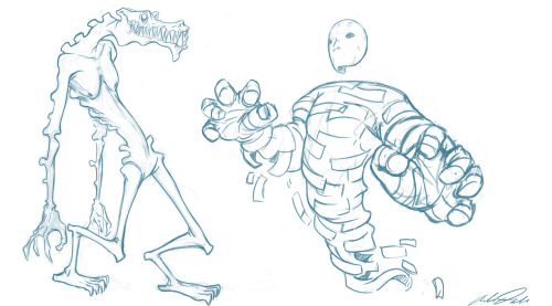 The ghouls are here!  Some rejected monster designs from work when I was doing some experimenta