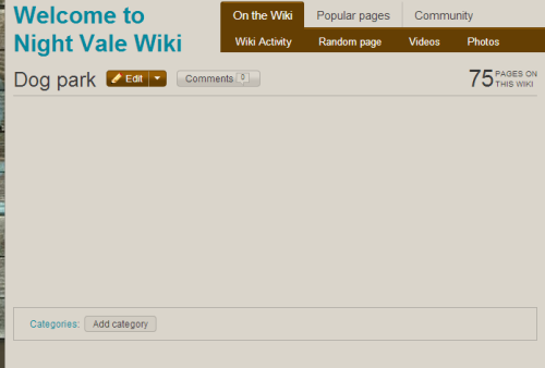 sweetfleet:im l a u ghing the Dog Park page on the Night Vale wiki is just a blank page