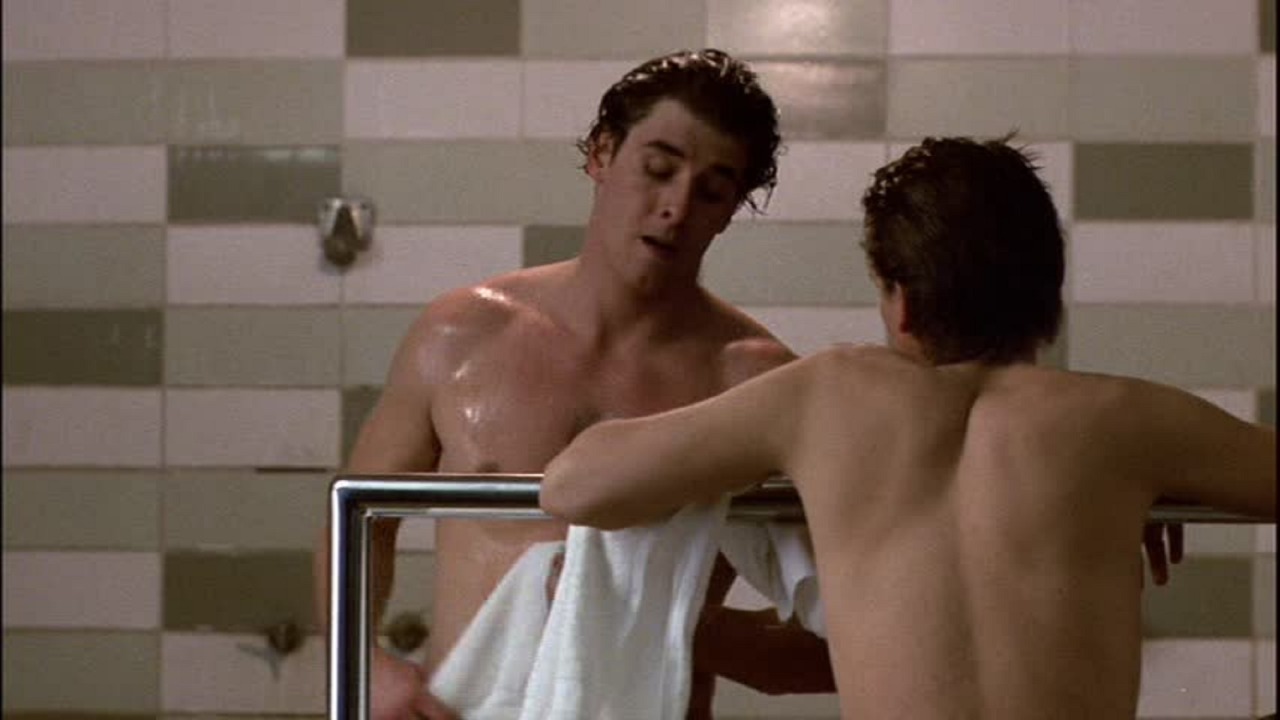 gayorion:  John Laughlin (L) and Kevin Bacon - shower scene in “Footloose” 1984