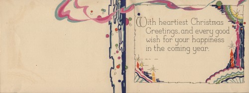 Interior of Christmas card, 1920s. 