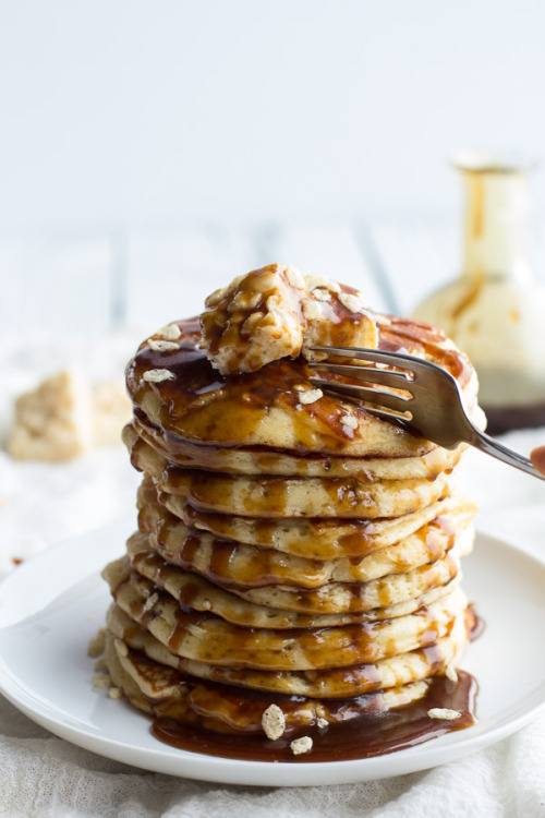 sweetoothgirl:  Rice Krispie Treat Pancakes with Browned Butter Syrup