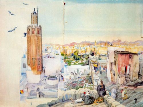 carlos-saenz-de-tejada:Visit of Tetuan from the terrace of Khalifa, 1938, Carlos Saenz de Tejadahttp