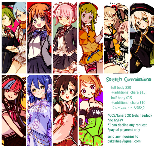 Hello everyone~ I haven’t done this in a while but i’m opening up some sketch commissions again to h
