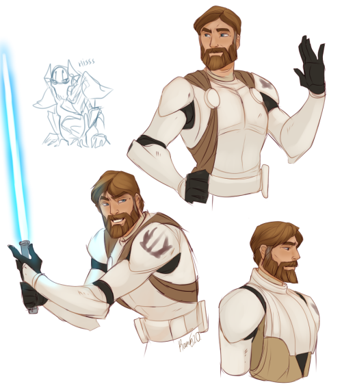 hornedfreak:Lmao here’s a whole bunch more of Grievous doodles ( and a bit of Obi-Wan) in random sty