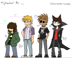 eddsmoped:  i have no self control so I made a design sheet for the HS boys…and girls(also edd being the shortest is a joke. I like to think he was tiny af in highschool but became the tallest as an adult lmao)