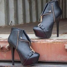 womenshoesdaily:#Sexy Zipper Platform #Booties . #shoes #heels #fashion | Liked by - www.chinasaless