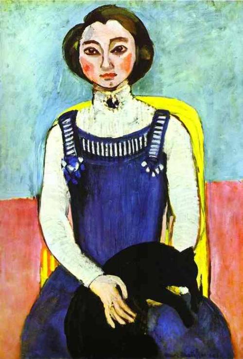 artist-matisse:Girl with A Black Cat by Henri Matisse