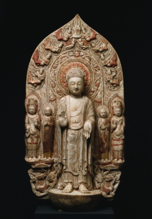 Stele with Shakyamuni and Maitreya, c. 570s, Cleveland Museum of Art: Chinese ArtIn this stele, Shak